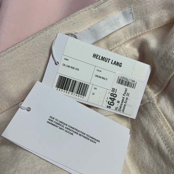 HELMUT LANG White Multi-Color Patchwork Cotton Silk Zip Fly Jeans - Picture 3 of 5